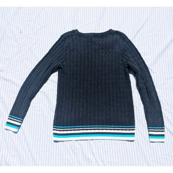 Tommy Hilfiger Women's Medium Blue Classic Fit Sweater‎ Cable Knit Warm Winter - Picture 8 of 8